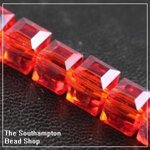 Chinese 4mm Cube Crystals - Light Siam